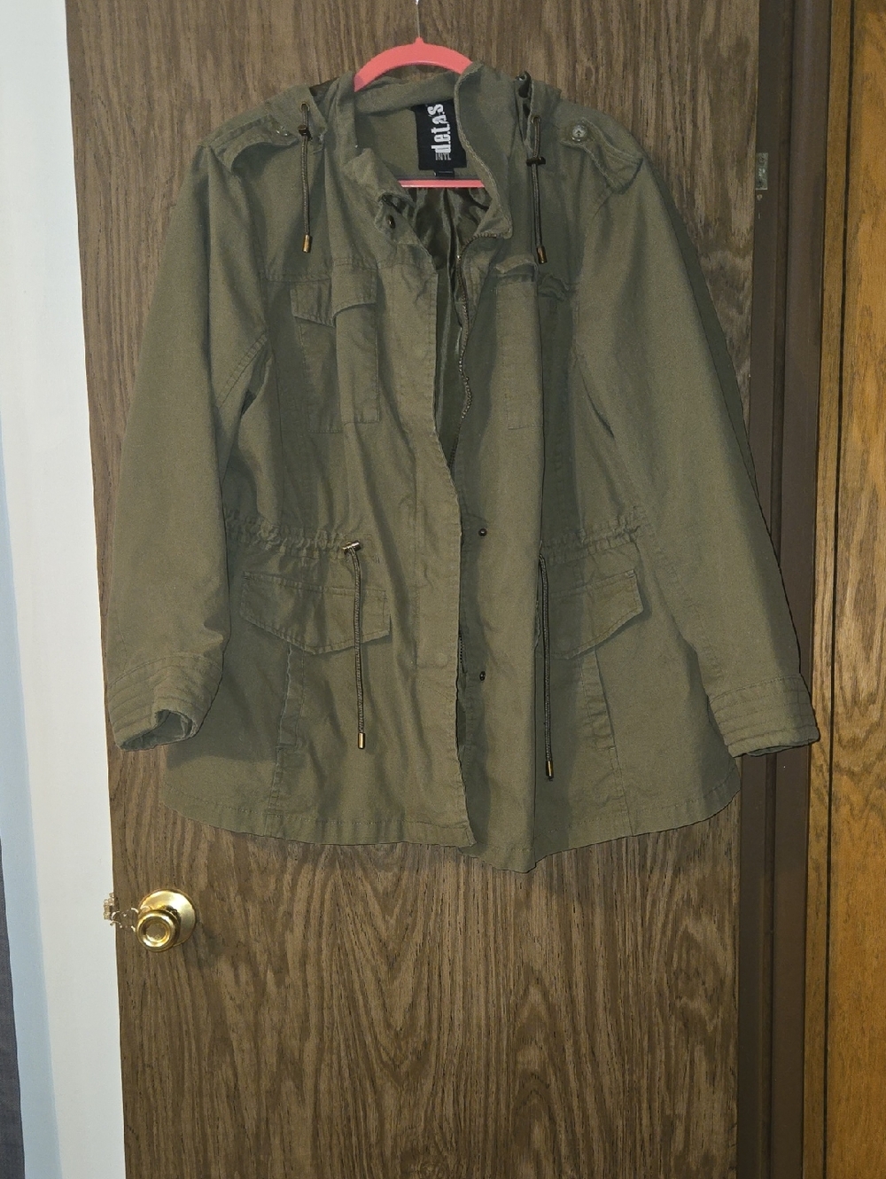 Women's Olive Utility Jacket with Drawstring Waist